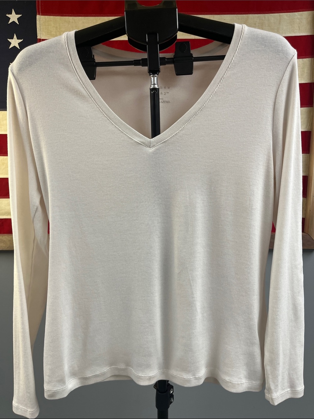 a new day Cream V-Neck Long Sleeve Top